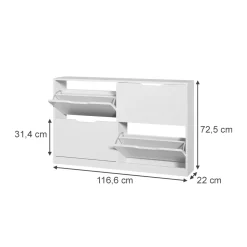 Schuhkipper Luca Weiß 116.6 x 72.5 cm mit 4 Fächern Vicco