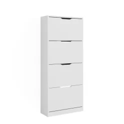 Schuhkipper Luca Weiß 59 x 137 cm mit 4 Klappschubladen Vicco