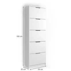 Schuhkipper Luca Weiß 59 x 169 cm 5 Fächer Vicco