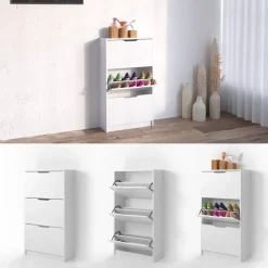 Schuhkipper Luca Weiß 59 x 105 cm 3 Fächer Vicco