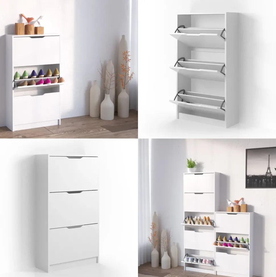 Schuhkipper Luca Weiß 59 x 105 cm 3 Fächer Vicco