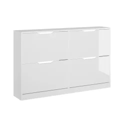 Schuhkipper Luca Weiß/Weiß Hochglanz 116.6 x 72.5 cm mit 4 Fächern Vicco
