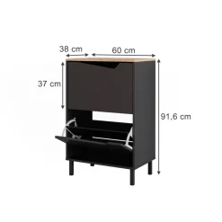 Schuhkipper Marelle Anthrazit/Artisan 60 x 91.6 cm mit 2 Fächern Vicco