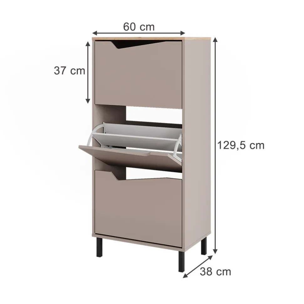 Schuhkipper Marelle Greige/Artisan 60 x 129.5 cm mit 3 Fächern Vicco