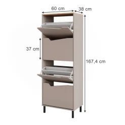 Schuhkipper Marelle Greige/Artisan 60 x 167.4 cm mit 4 Fächern Vicco