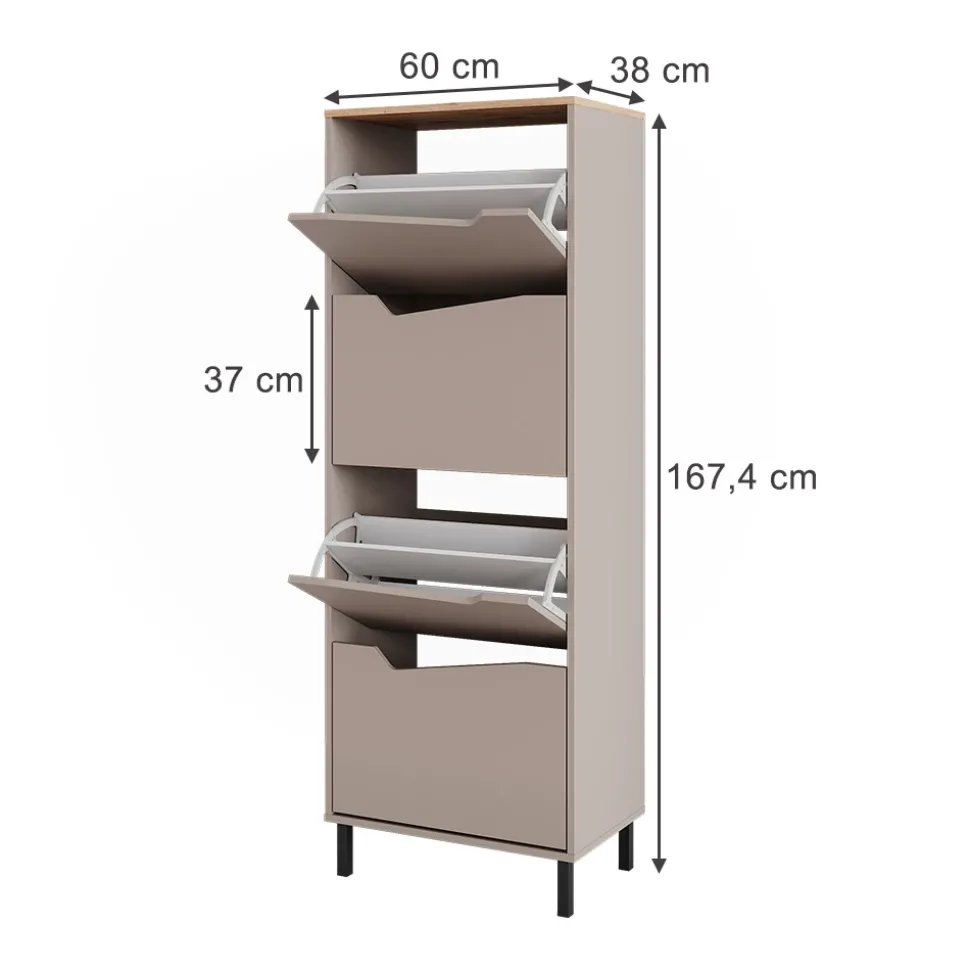 Schuhkipper Marelle Greige/Artisan 60 x 167.4 cm mit 4 Fächern Vicco