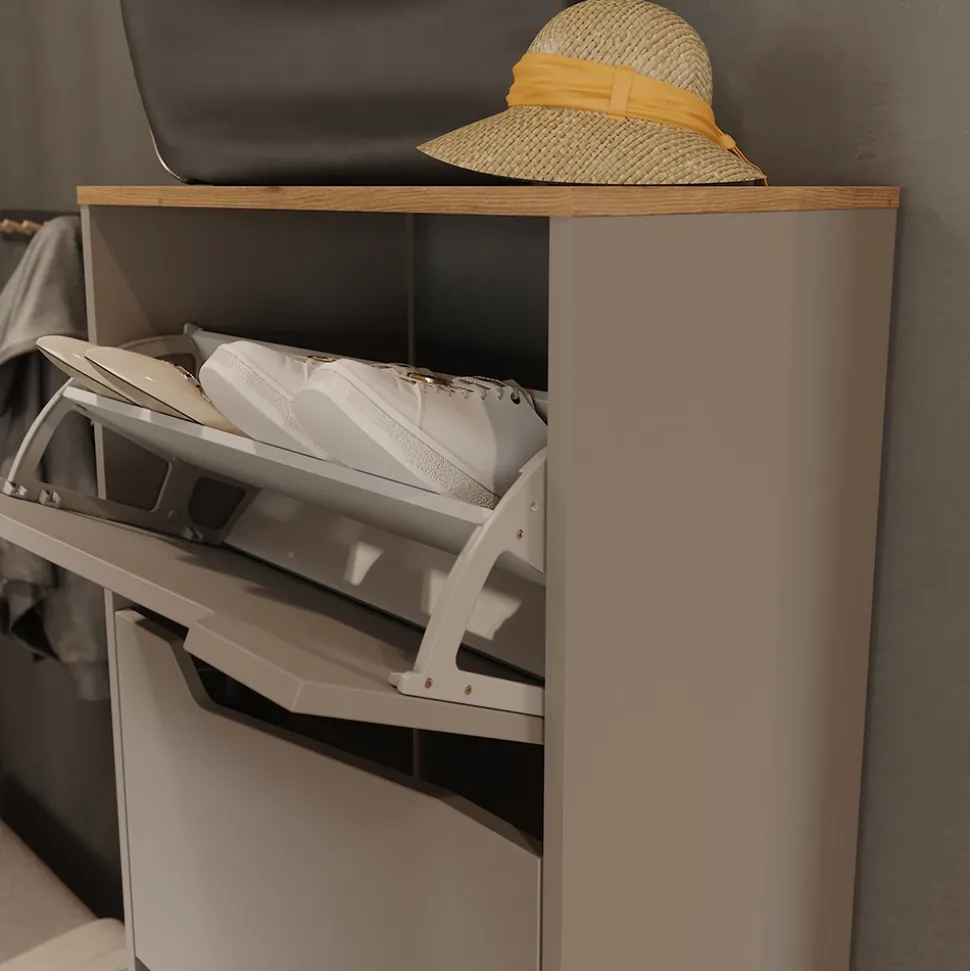 Schuhkipper Marelle Greige/Artisan 60 x 167.4 cm mit 4 Fächern Vicco