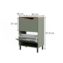 Schuhkipper Marelle Grün/Artisan 60 x 91.6 cm mit 2 Fächern Vicco