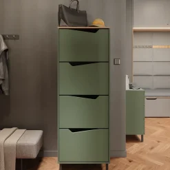 Schuhkipper Marelle Grün/Artisan 60 x 167.4 cm mit 4 Fächern Vicco