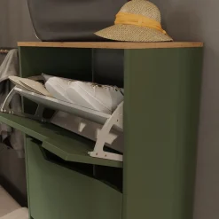 Schuhkipper Marelle Grün/Artisan 60 x 167.4 cm mit 4 Fächern Vicco