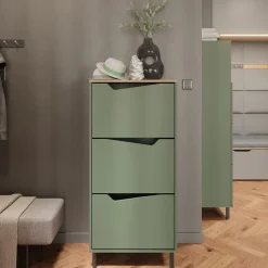 Schuhkipper Marelle Grün/Artisan 60 x 129.5 cm mit 3 Fächern Vicco