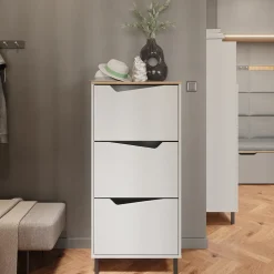 Schuhkipper Marelle Weiß/Artisan 60 x 129.5 cm mit 3 Fächern Vicco