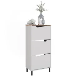 Schuhkipper Marelle Weiß/Artisan 60 x 129.5 cm mit 3 Fächern Vicco