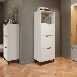 Schuhkipper Marelle Weiß/Artisan 60 x 129.5 cm mit 3 Fächern Vicco