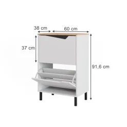 Schuhkipper Marelle Weiß/Artisan 60 x 91.6 cm mit 2 Fächern Vicco