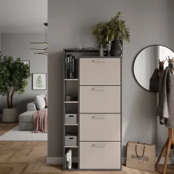 Schuhkipper Orlando Anthrazit/Greige 80 x 166.1 cm mit 4 Fächern Vicco