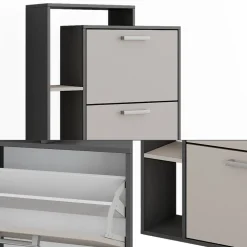 Schuhkipper Orlando Anthrazit/Greige 80 x 166.1 cm mit 4 Fächern Vicco