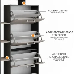 Schuhkipper Orlando Anthrazit/Greige 80 x 166.1 cm mit 4 Fächern Vicco
