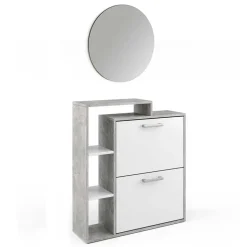 Schuhkipper Orlando Beton 2 Teile, mit Spiegel Vicco