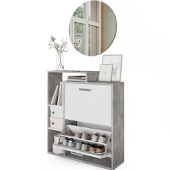 Schuhkipper Orlando Beton 2 Teile, mit Spiegel Vicco