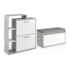 Schuhkipper Orlando Beton 2 Teile, mit Sitzbank Vicco