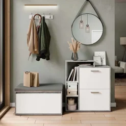 Schuhkipper Orlando Beton 2 Teile, mit Sitzbank Vicco