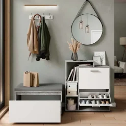 Schuhkipper Orlando Beton 2 Teile, mit Sitzbank Vicco