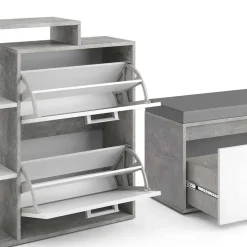 Schuhkipper Orlando Beton 2 Teile, mit Sitzbank Vicco