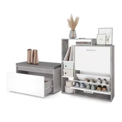 Schuhkipper Orlando Beton 2 Teile, mit Sitzbank Vicco