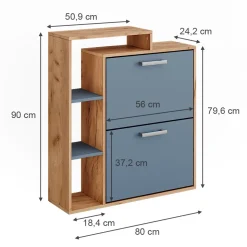 Schuhkipper Orlando Goldkraft Eiche/Blau 80 x 90 cm Vicco
