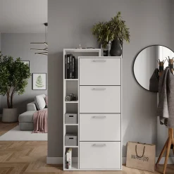 Schuhkipper Orlando Weiß 80 x 166.1 cm mit 4 Fächern Vicco