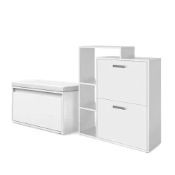 Schuhkipper Orlando Weiß 2 Teile, mit Sitzbank Vicco