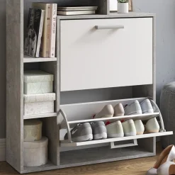 Schuhkipper Orlando Weiß/Beton 24.5 x 90 cm Vicco
