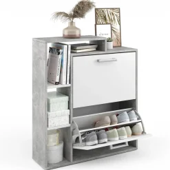 Schuhkipper Orlando Weiß/Beton 24.5 x 90 cm Vicco