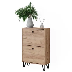 Schuhkipper Siri Goldkraft Eiche 60 x 92 cm mit 2 Klappschubladen Vicco