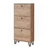 Schuhkipper Siri Goldkraft Eiche 130 x 60 cm mit 3 Klappschubladen Vicco
