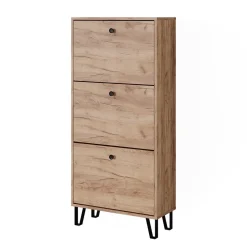 Schuhkipper Siri Goldkraft Eiche 130 x 60 cm mit 3 Klappschubladen Vicco