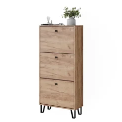 Schuhkipper Siri Goldkraft Eiche 130 x 60 cm mit 3 Klappschubladen Vicco