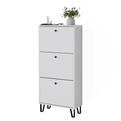 Schuhkipper Siri Weiß 130 x 60 cm mit 3 Klappschubladen Vicco