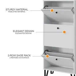 Schuhkipper Siri Weiß 130 x 60 cm mit 3 Klappschubladen Vicco