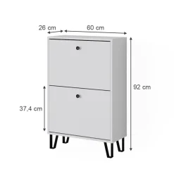 Schuhkipper Siri Weiß 60 x 92 cm mit 2 Klappschubladen Vicco