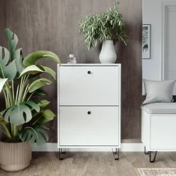 Schuhkipper Siri Weiß 60 x 92 cm mit 2 Klappschubladen Vicco