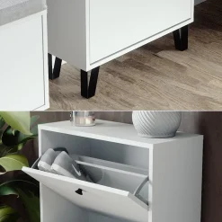 Schuhkipper Siri Weiß 60 x 92 cm mit 2 Klappschubladen Vicco