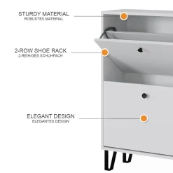 Schuhkipper Siri Weiß 60 x 92 cm mit 2 Klappschubladen Vicco