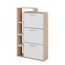 Schuhkommode Orlando Weiß/Sonoma 80 x 128.3 cm mit 3 Fächern Vicco