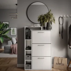 Schuhkommode Orlando Weiß 80 x 128.3 cm mit 3 Fächern Vicco