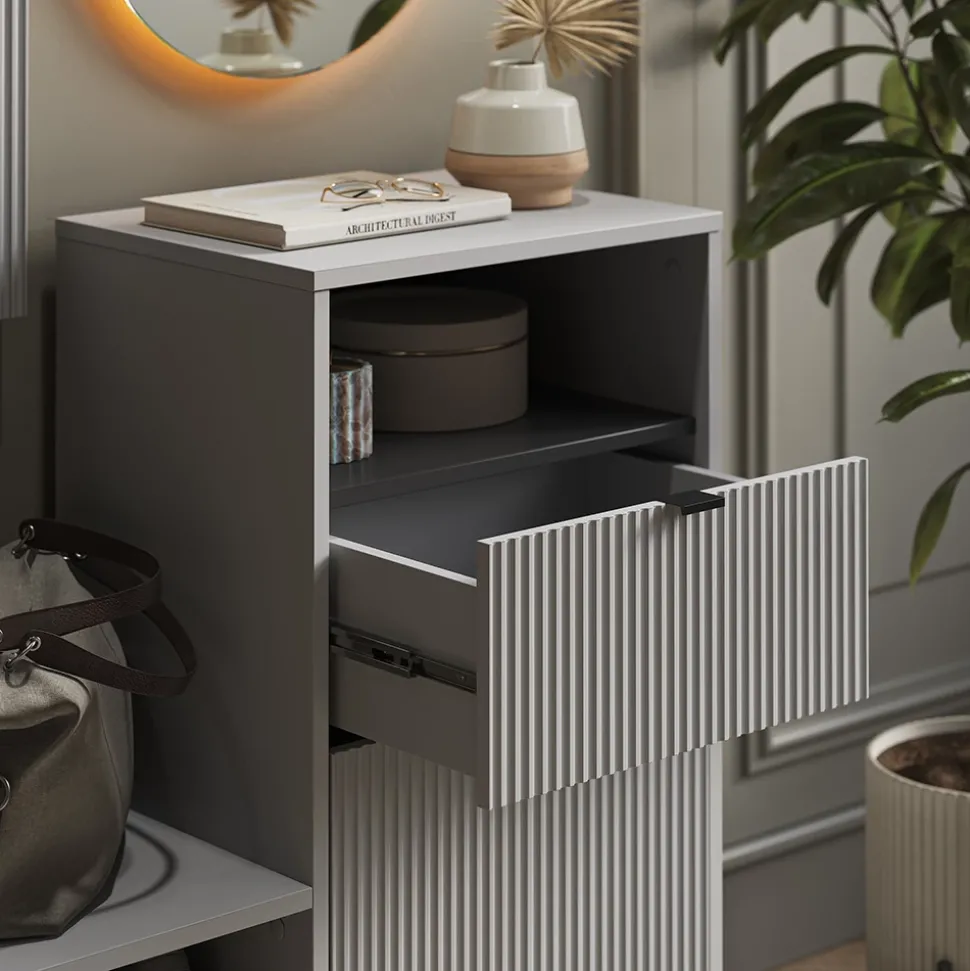 Schuhschrank Eliza Grau 100 x 98.5 cm mit Tür und Schublade Vicco