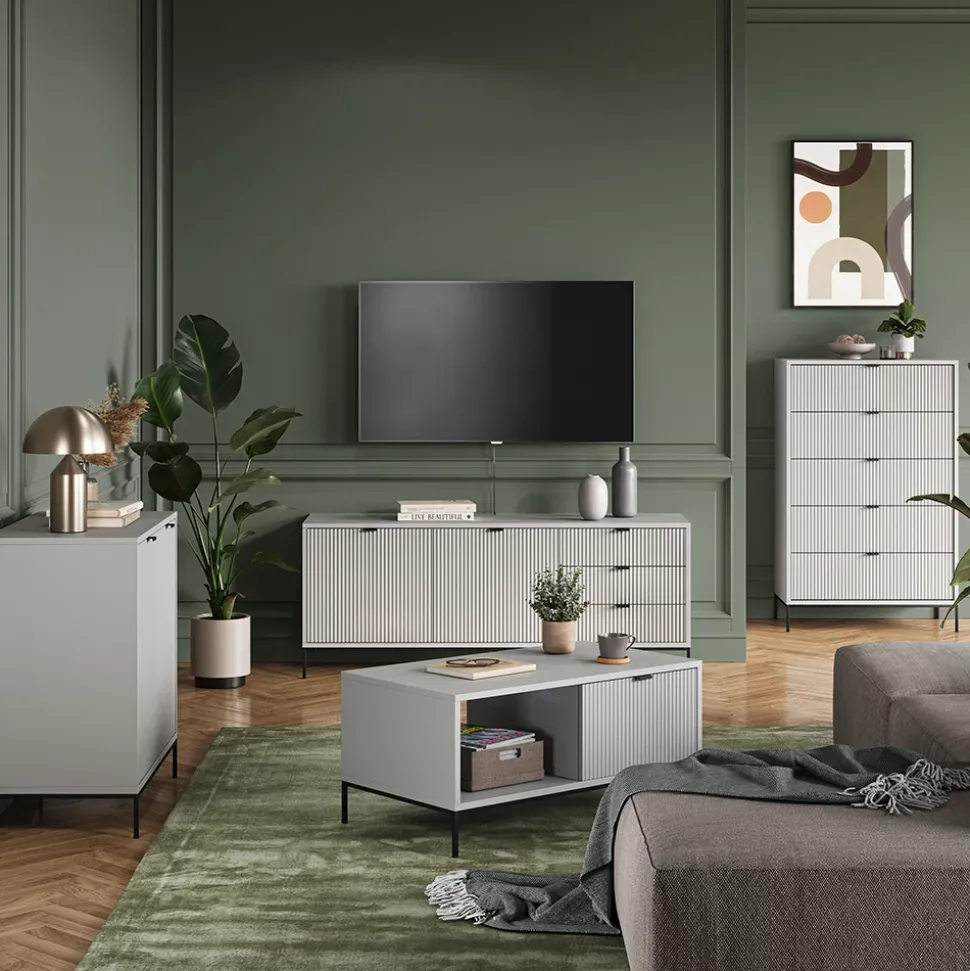 Schuhschrank Eliza Grau 100 x 98.5 cm mit Tür und Schublade Vicco