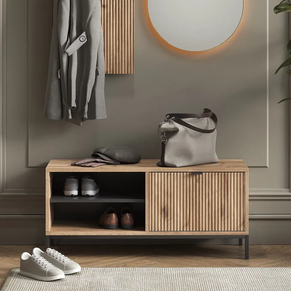 Schuhschrank Eliza Viking Oak 100 x 45 cm mit Klapptür Vicco