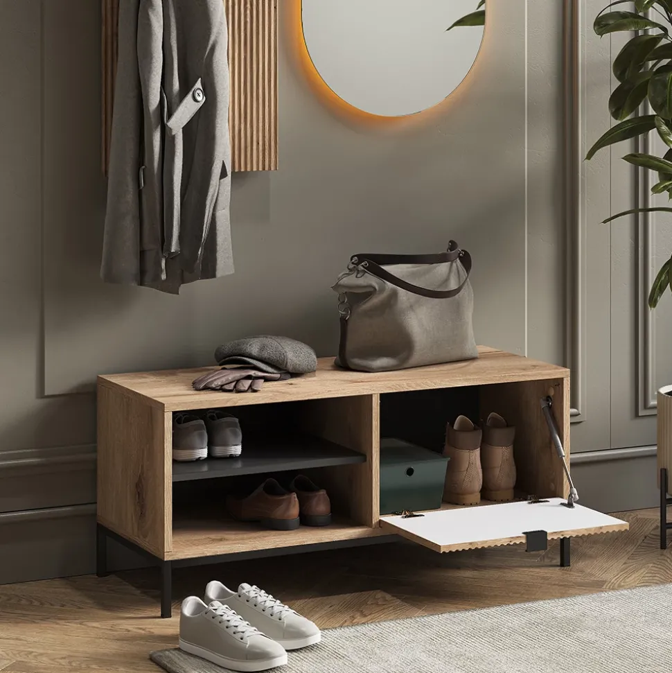 Schuhschrank Eliza Viking Oak 100 x 45 cm mit Klapptür Vicco